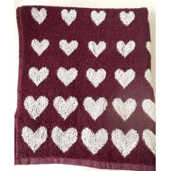 Handdoek - Hearts - Burgundy